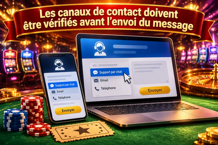 Les canaux de contact doivent être vérifiés avant l’envoi du message