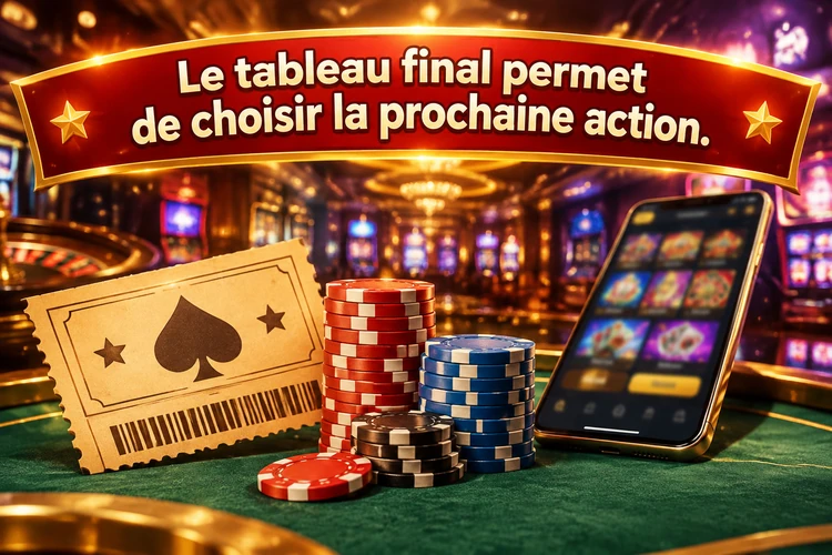 Le tableau final permet de choisir la prochaine action